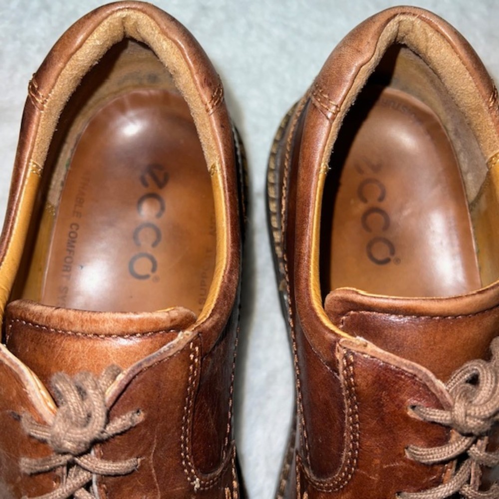 Ecco Mens US 9 EU 42 Brown Leather Dress Walking Oxford Lace Up Shoes - Picture 8 of 12